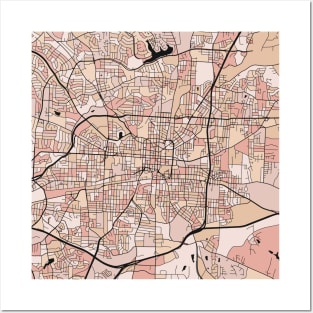 Greensboro Map Pattern in Soft Pink Pastels Posters and Art